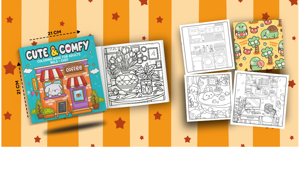 Cute & Comfy Coloring Book for Adults - Livro de Colorir