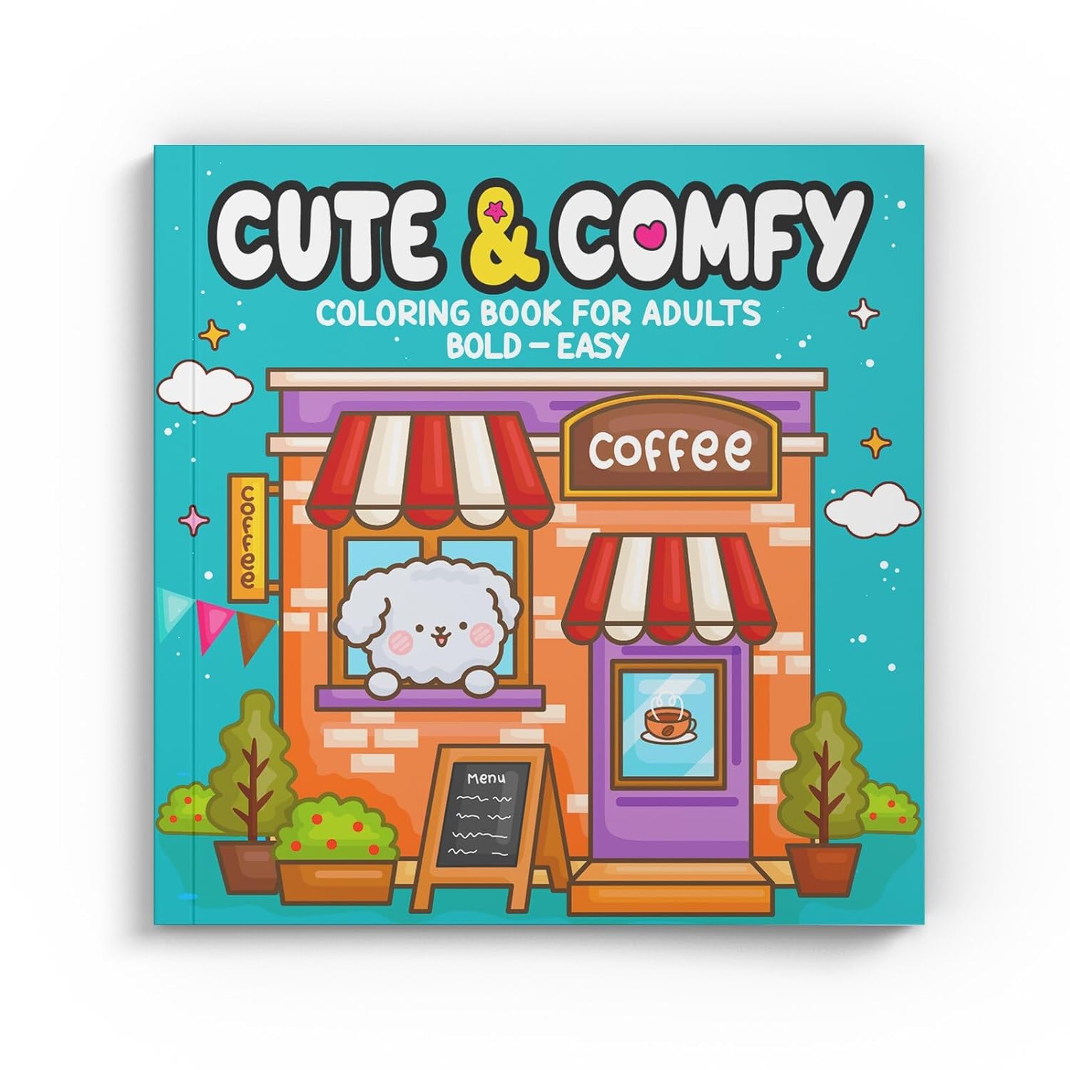 Cute & Comfy Coloring Book for Adults - Bold Easy - Livro de Colorir Adulto