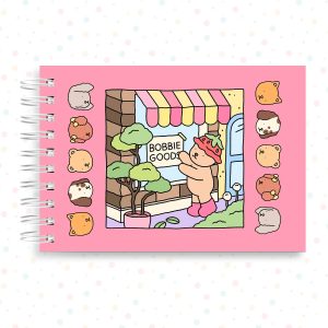 Livro de Colorir Ursinhos, 50 Folhas, 180g, Tamanho A5, Capa Dura, Branco Rosa