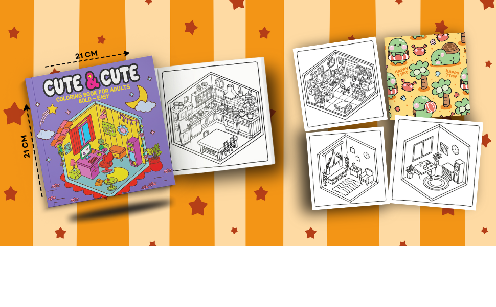 Cute & Cute Coloring Book for Adults - Livro de Colorir
