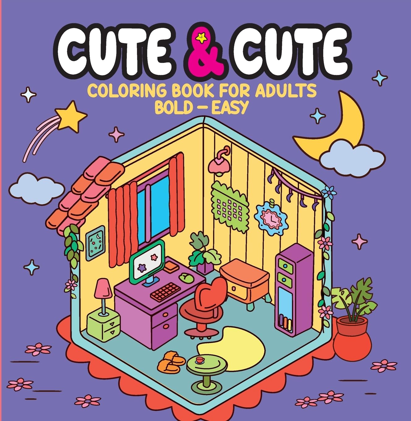 Cute & Cute Coloring Book for Adults - Bold Easy - Livro de Colorir Adulto
