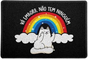 Beek Geek's Stuff Capacho/Tapete tamanho 60x40cm, modelo VÁ EMBORA, na cor preto