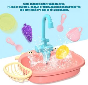 Genérico Super Pia Infantil Lava Louça - Pia Educacional com Água de Verdade (Rosa)