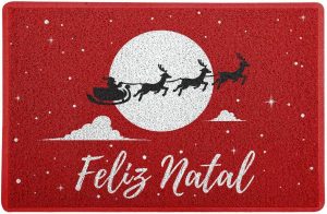 Capacho/Tapete 60 x 40 cm - Feliz Natal, Vermelho, Beek Geek's Stuff
