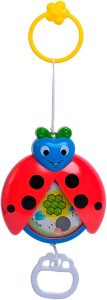 Móbile Musical Infantil Joaninha, Melodias Suaves, 15 cm x 12 cm, Vermelho e Azul