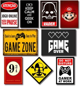 Kit Placas Decorativas Geek Nerd Frases Mdf - 9 Placas