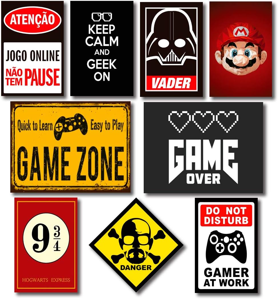 Kit Placas Decorativas Geek Nerd Frases Mdf - 9 Placas