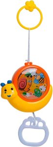 Móbile Musical Infantil com Caracol, 15cm, Melodias Suaves, Amarelo e Laranja