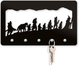 Beek Geek's Stuff Porta Chaves Jornada Terra Média, decoração Geek, tamanho 21x12cm, cor preta