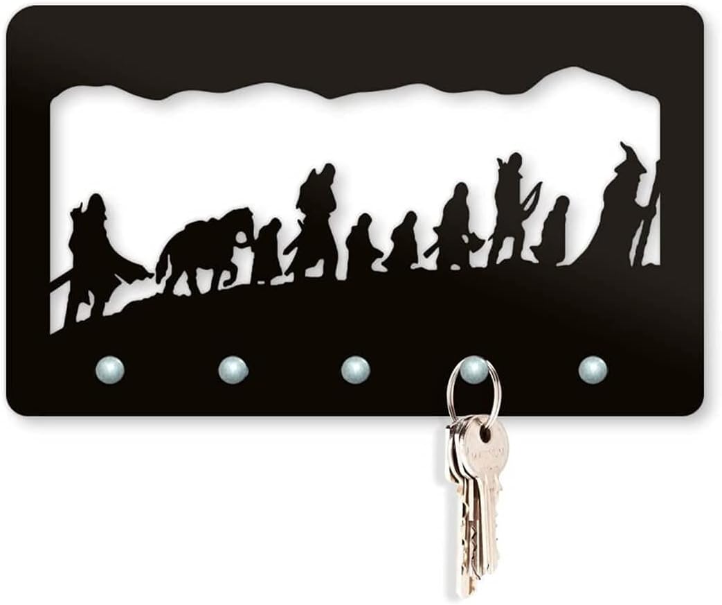 Beek Geek's Stuff Porta Chaves Jornada Terra Média, decoração Geek, tamanho 21x12cm, cor preta