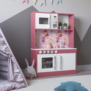 Cozinha Infantil Branco/Rosa Diana Com Forno e Microondas
