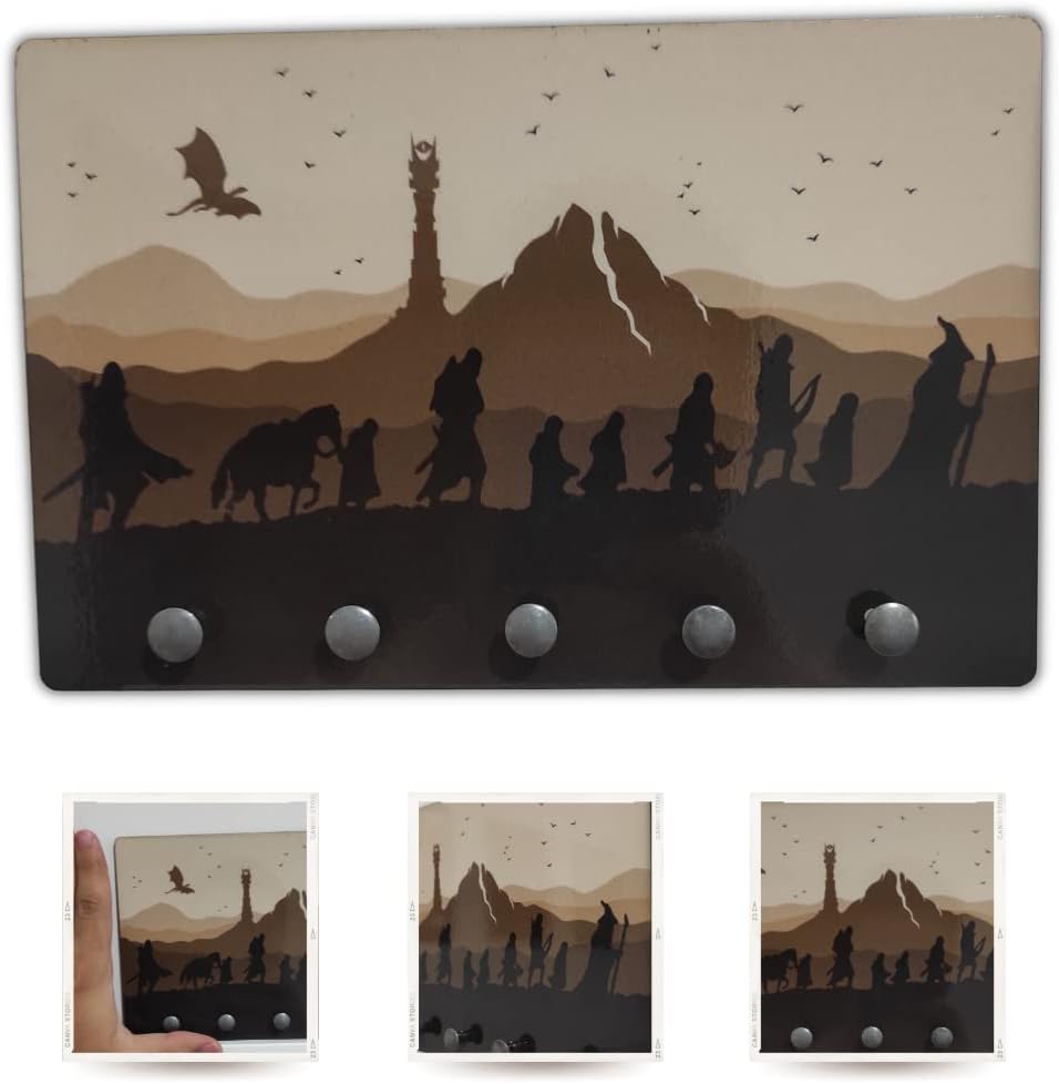 Porta Chaves, modelo Jornada Terra Média, Linha Decoração Geek, tamanho 21x12cm, colorido.