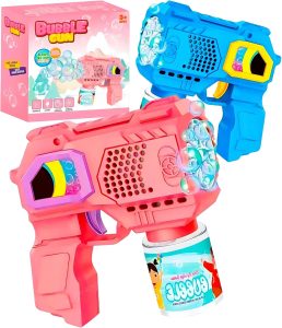 Pistola Bolhas De Sabão Lança Bolha Máquina Automática Com Luz Brinquedo Infantil Lançador De Bolhas Para Casamento E Aniversário (Rosa)