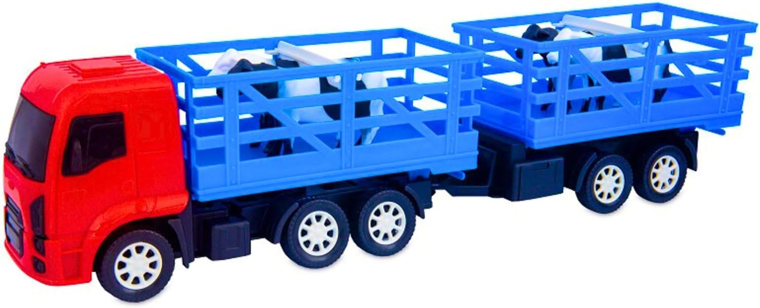 Caminhão boi Grande bitrem 4 boi brinquedo carreta infantil miniatura boiadeiro carga viva animais