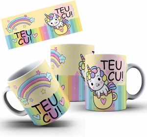 Caneca Unicórnio Indelicado Teu CU Porcelana Infinity Geek