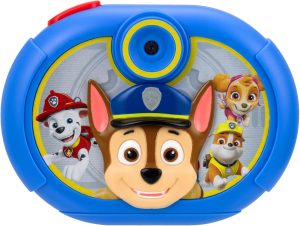 ekids Câmera infantil da Patrulha Canina com cartão SD, câmera digital para crianças com câmera de vídeo, adesivos digitais integrados para fãs de brinquedos da Patrulha Canina