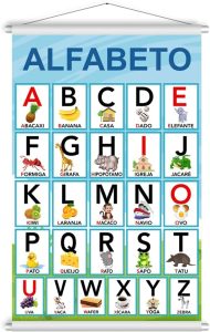 Banner Educativo Didático Alfabeto Letras Escola Desenhos 60x90cm