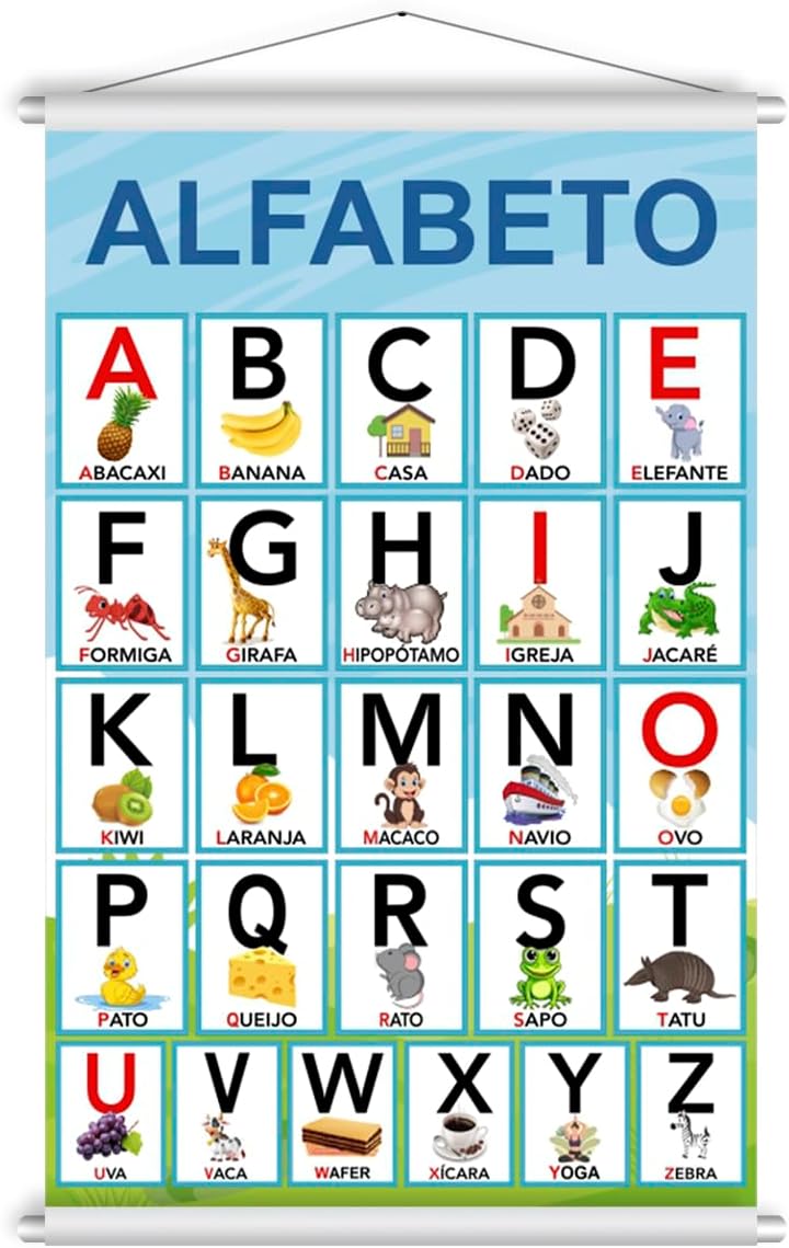 Banner Educativo Didático Alfabeto Letras Escola Desenhos 60x90cm