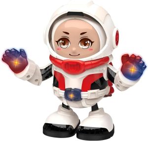 Robô Astronauta Dançante com Luzes LED, 19,5cm, Brinquedo Interativo Musical