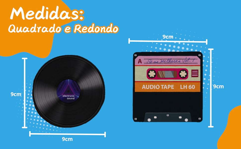 Geek Vip - Medidas dos Porta Copos Redondo e Quadrado