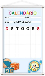 Banner Didático Escolar Calendário Dia Mês e Ano 80x50cm