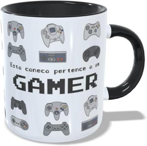 Geek Vip, Caneca Gamer - Controles de Videogame cor:Preto