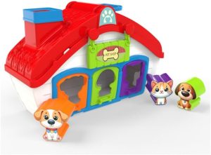 Casa de Brinquedo Pet Shop Infantil, Colorida, com 3 Animais de Estimação