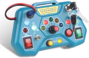 Controle Montessori Pedagógico Botões Chave Plug Luzes Led, Brinquedo Montessori Placa Sensorial Educativa