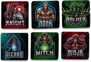 Kit 6 Porta Copos Nerd Classes Personagens RPG Geek cor:Preto