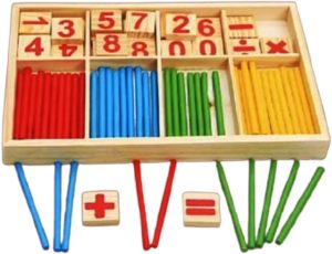 Conjunto Educativo de Matemática para Crianças, Palitos Coloridos com Números, Kit de Contagem em Madeira