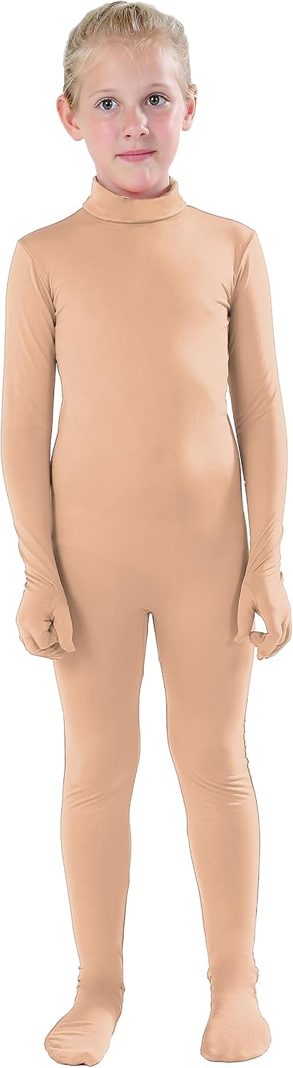 Full Bodysuit Macacão infantil Zentai de cor sólida elastano para dança infantil