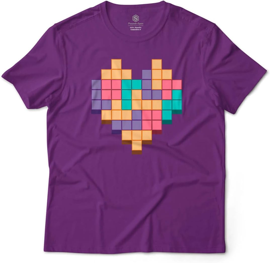 Camiseta Geek Unissex Coração Pixel Geek Nerd