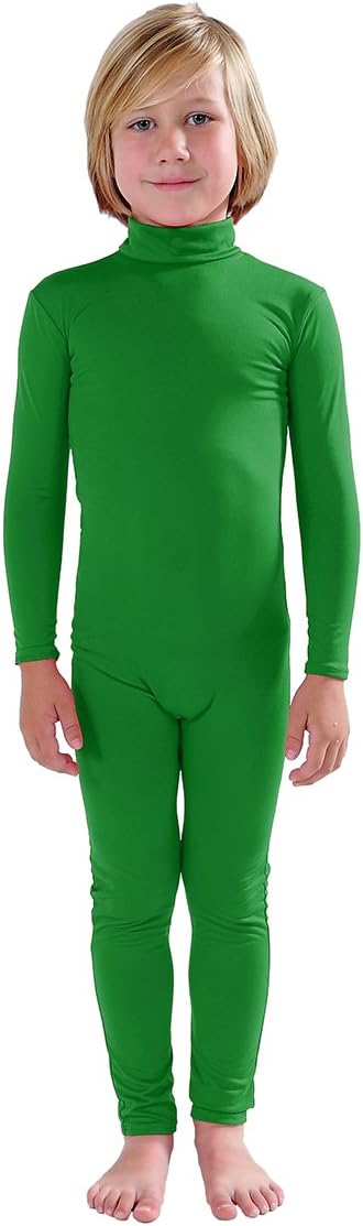 Full Bodysuit Roupa de dança infantil sem luvas e meias cor sólida elastano Zentai