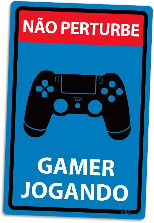 Placa Decorativa em Acrílico, tamanho 24x16cm, modelo GAMER JOGANDO PS