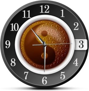 Geek Alerts Xícara de café com símbolo Yin e Yang relógios de parede quartrz silenciosos para cozinha cultura chinesa design moderno placa de loja de café acrílico relógio de parede (38 cm)