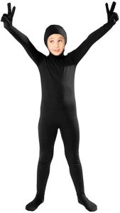 YOMOSA Body completo infantil elastano Zentai traje de dança de manga comprida peça única preto