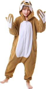 CANASOUR Macacão infantil unissex de Halloween para meninas, anime, cosplay, fantasia, festa, cosplay, Bicho-preguiça marrom, 10-12 Anos