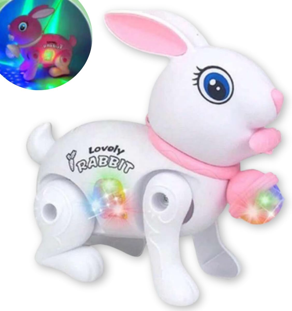 Europio - Brinquedo Infantil Coelho Musical Anda Sozinho Com Luz E Som