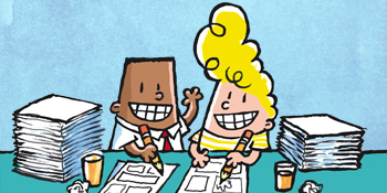 ilustração jorge e haroldo escrevendo