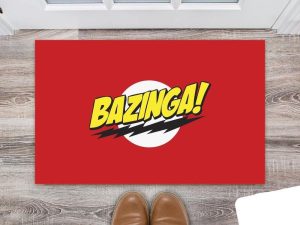 Tapete Decorativo WWW.DELUZZ.COM.BR Entrada Porta Sala Geek Bazinga Verde 60cm x 40cm