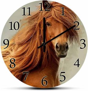 Geek Alerts Horse Head Relógio de parede suspenso com impressão acrílica de 30,48 cm, cavalo selvagem, equestre operado a pilhas, quartzo silencioso para decoração de parque equestre de casa de