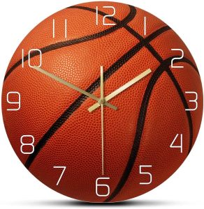 Geek Alerts Relógio de parede moderno silencioso sem tique-taque operado por bateria bola de quartzo esporte 30,5 cm impressão acrílica relógio adolescentes decoração de quarto fãs de basquete