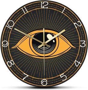 Geek Alerts Relógio de parede com símbolo oculto, olho maçônico, abstrato, silencioso, operado por bateria, quartzo sem tique-taque, olho que tudo vê, Illuminati, místico, 30,5 cm, impressão acrílica