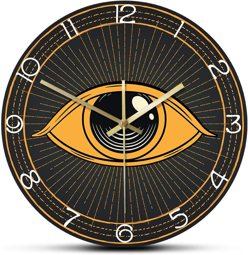 Geek Alerts Relógio de parede com símbolo oculto, olho maçônico, abstrato, silencioso, operado por bateria, quartzo sem tique-taque, olho que tudo vê, Illuminati, místico, 30,5 cm, impressão acrílica