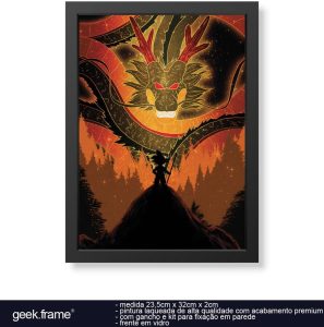 Quadro Decorativo Dragon Ball Shenlong e Goku vidro premium geek.frame decoração sala quarto anime presente decorativo parede otaku gamer qualidade