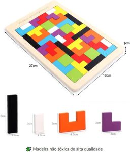 Quebra-cabeça de madeira colorido infantil - Brinquedo Educativo 3D Para Crianças - Toy Puzzle