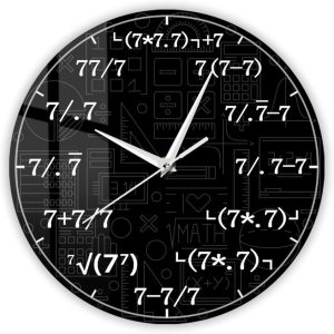 Geek Alerts Equações Matemáticas Notações Sete Horas Arte Impressa Relógio de Parede Matemática Quadro-negro Moderno 30 cm Acrílico Pendurado Relógio Silencioso Operado por Bateria Quatrz para