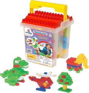 Brinquedo para Montar Balde com Blocos 110 Peças Merco Toys