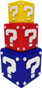 Kit Cubos 3D Interrogação Mario Conjunto Geek Decoração Porta Objeto