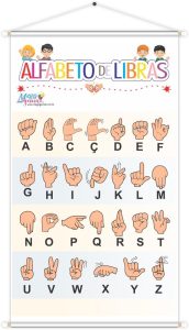 Banner Alfabeto Sinais Libra Educativo Pedagógico Escolar Didático 60cm x100cm Impressão Digital Lona 280g